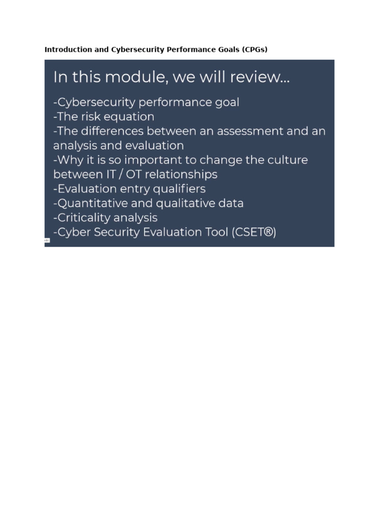 Cybersecurity Performance Goals Guide | PDF