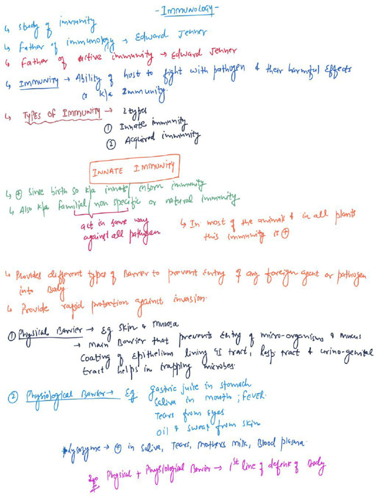 Immunity - Class Notes | PDF