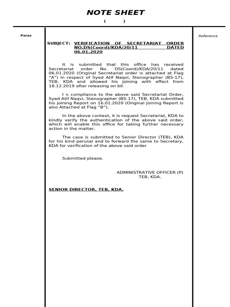 Verification Request for KDA Order | PDF