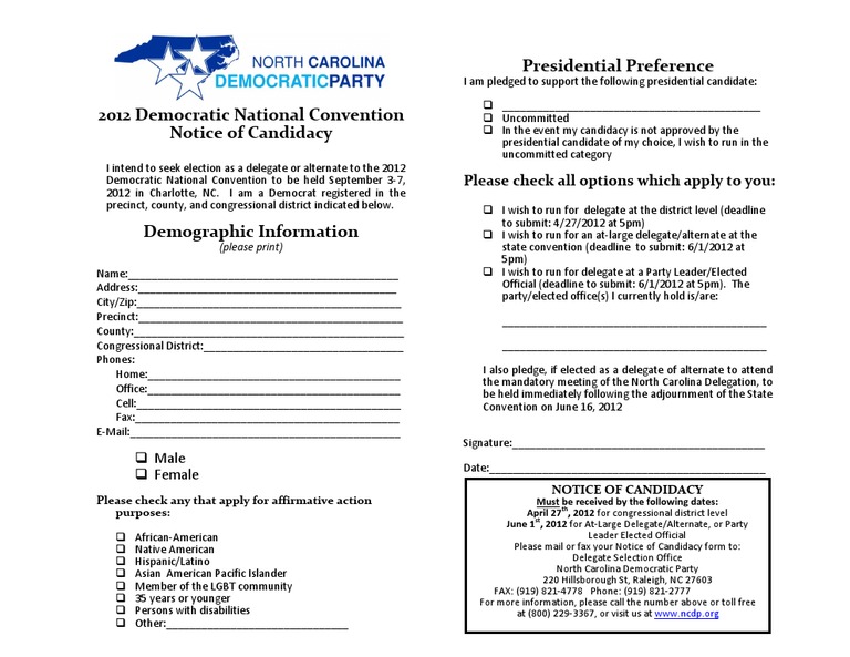 National Delegate Form | PDF | Politics