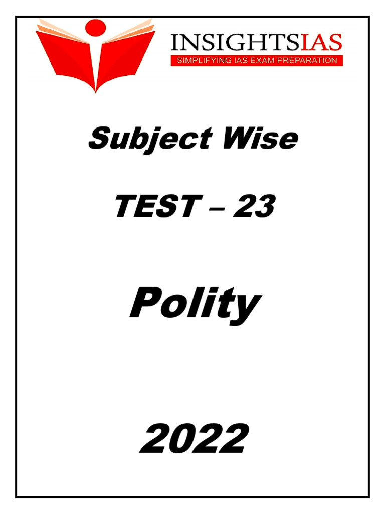 Subject Wise: TEST - 23 | PDF | Government