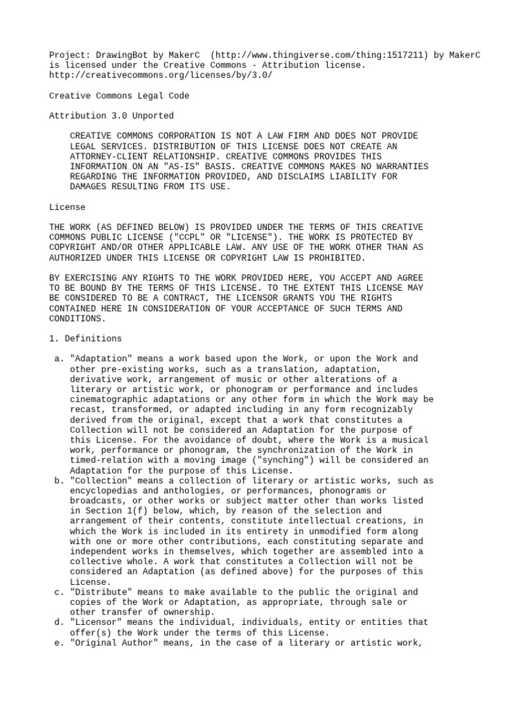 DrawingBot Project License Details | PDF | License | Creative Commons ...