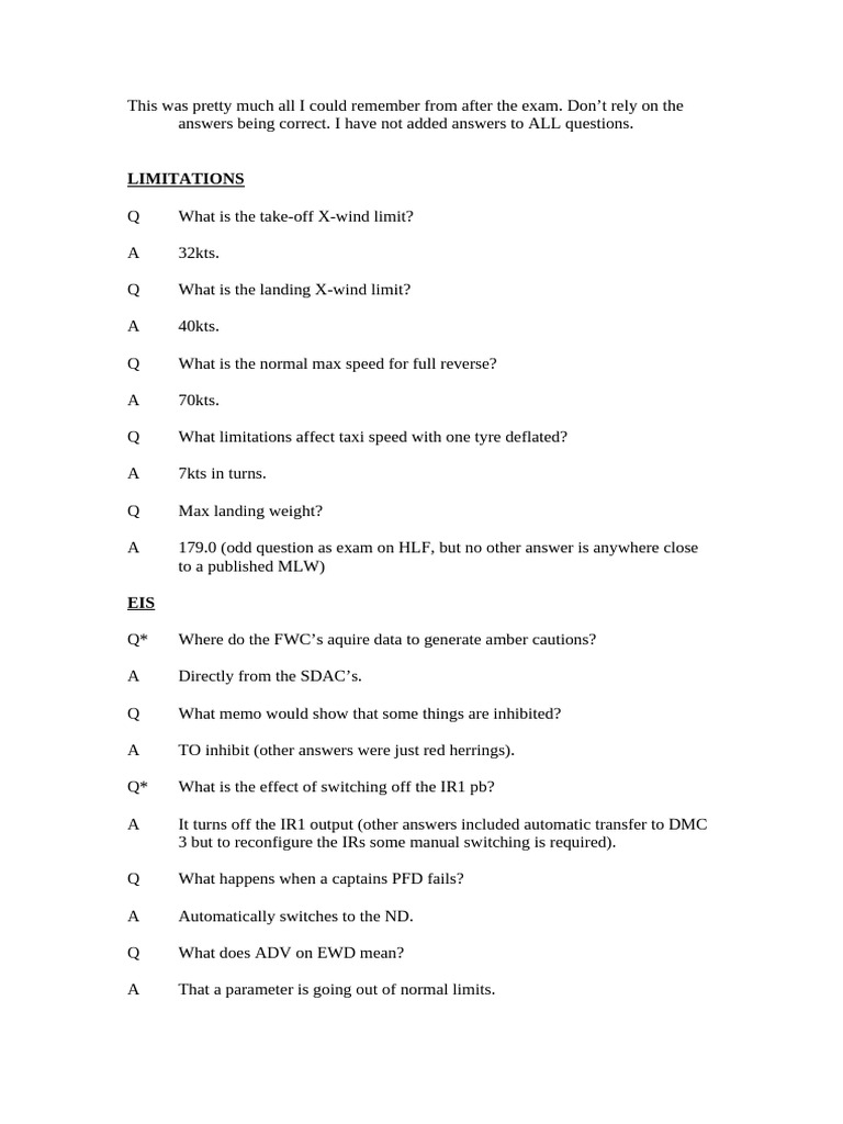 A330 Typical Questions | PDF | Landing Gear | Aircraft Flight Control ...