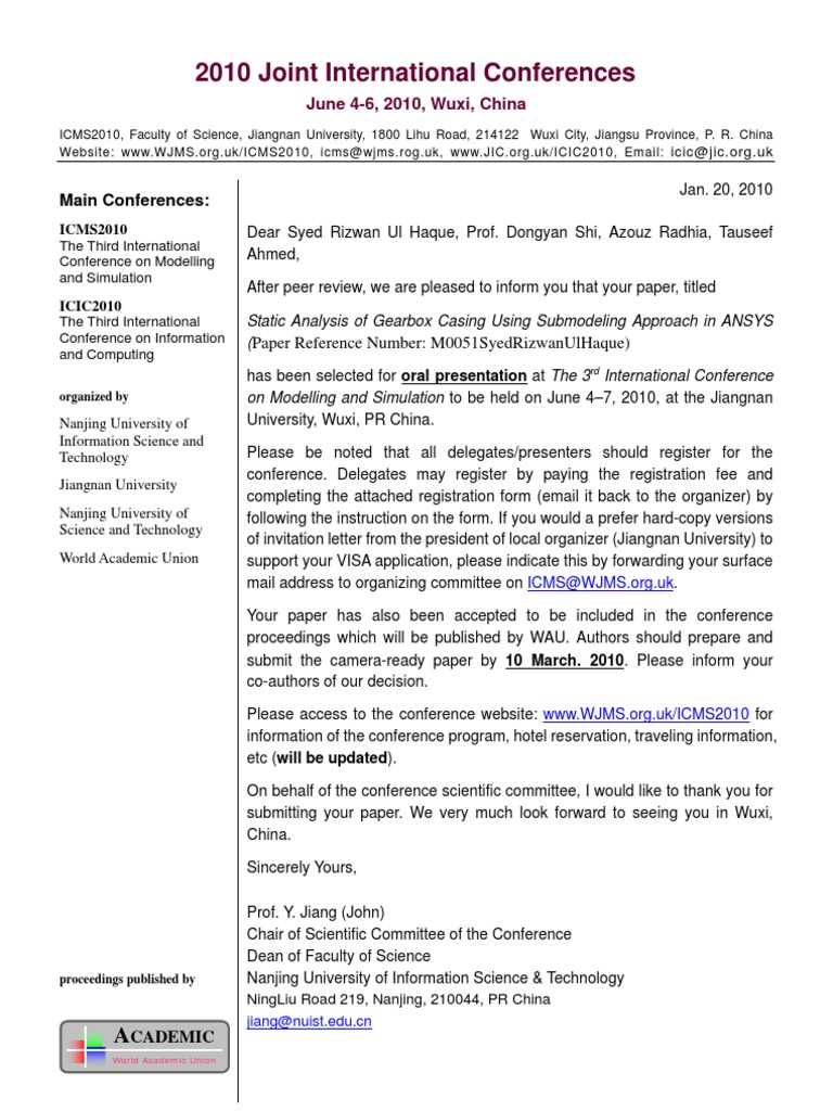 Rizwan Ul Haque's Conference Paper Acceptance | PDF | Computers