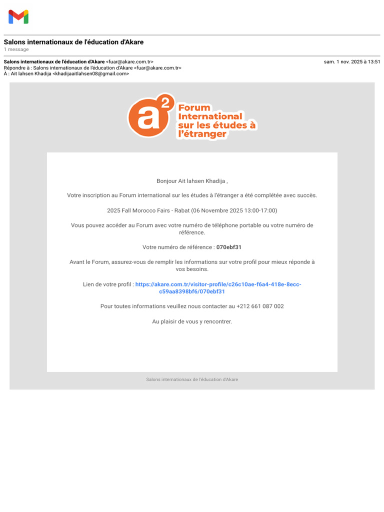 Inscription au Salon d'Éducation Akare | PDF
