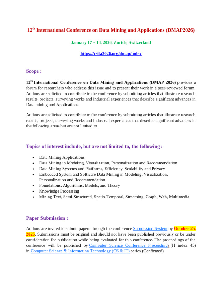 12th International Conference on Data Mining and Applications (DMAP ...