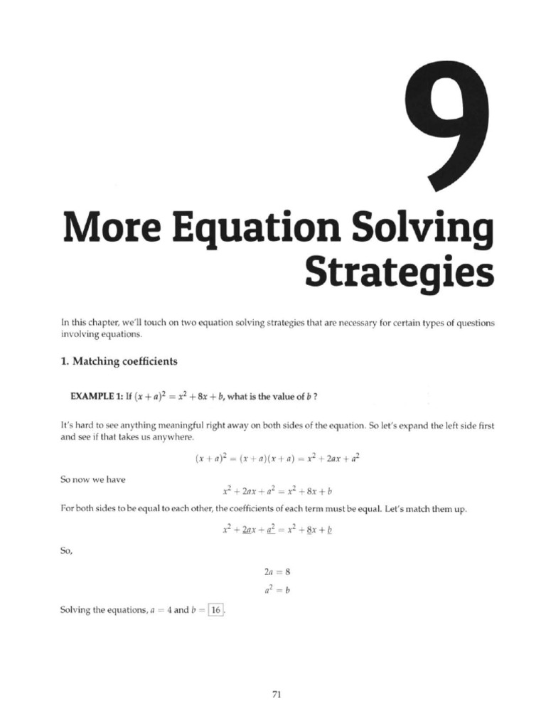 Equation Solving Strategies Explained | PDF | Equations | Mathematics