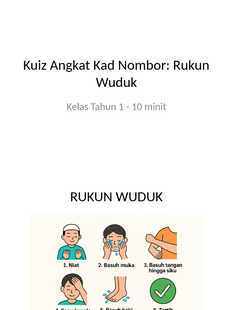 Kuiz Rukun Wuduk Kelas 1 | PDF