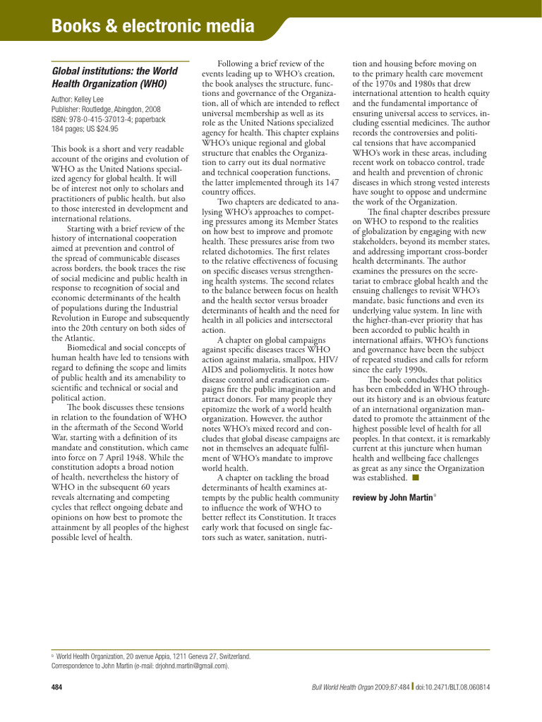 History and Impact of WHO | PDF | Public Health | World Health Organization