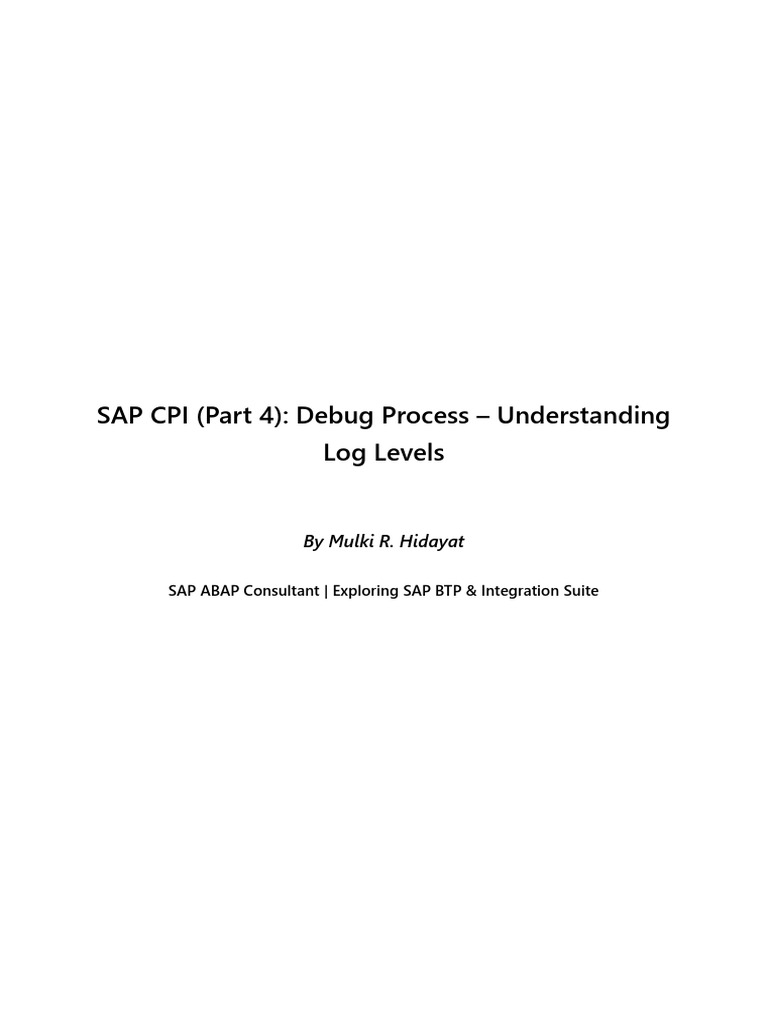 SAP CPI Debug Process: Log Levels Explained | PDF | Debugging ...