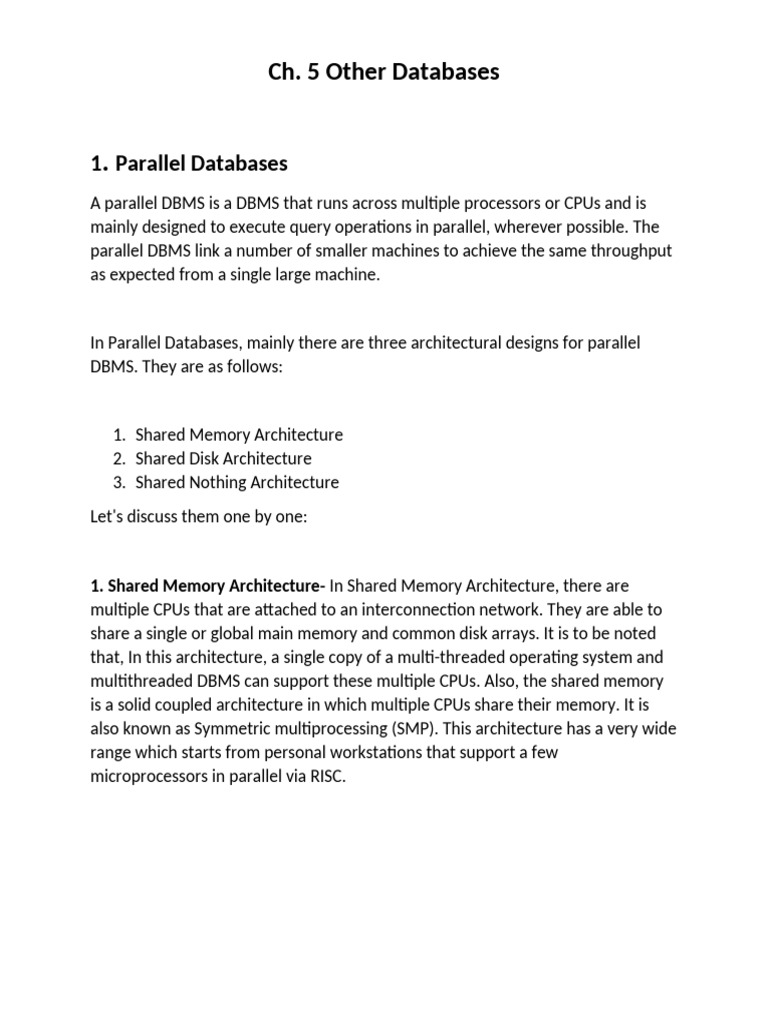 Overview of Database Architectures | PDF | Databases | Central ...
