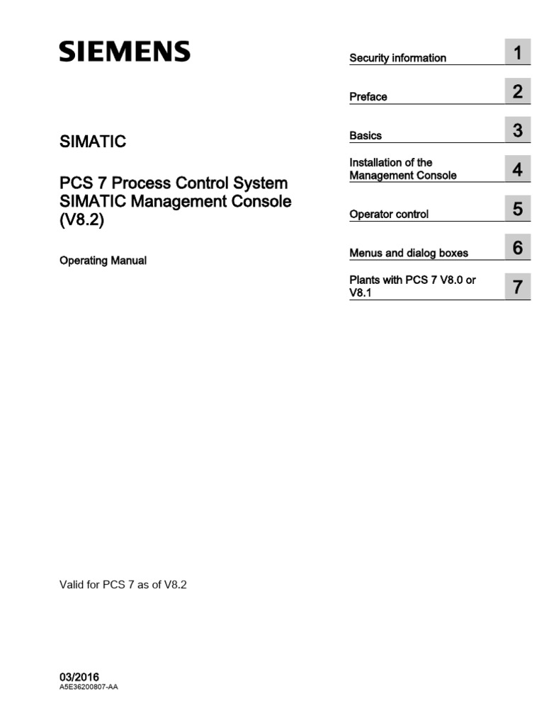 Simatic PCS 7 Process Control System SIMATIC Management Console (V8.2 ...