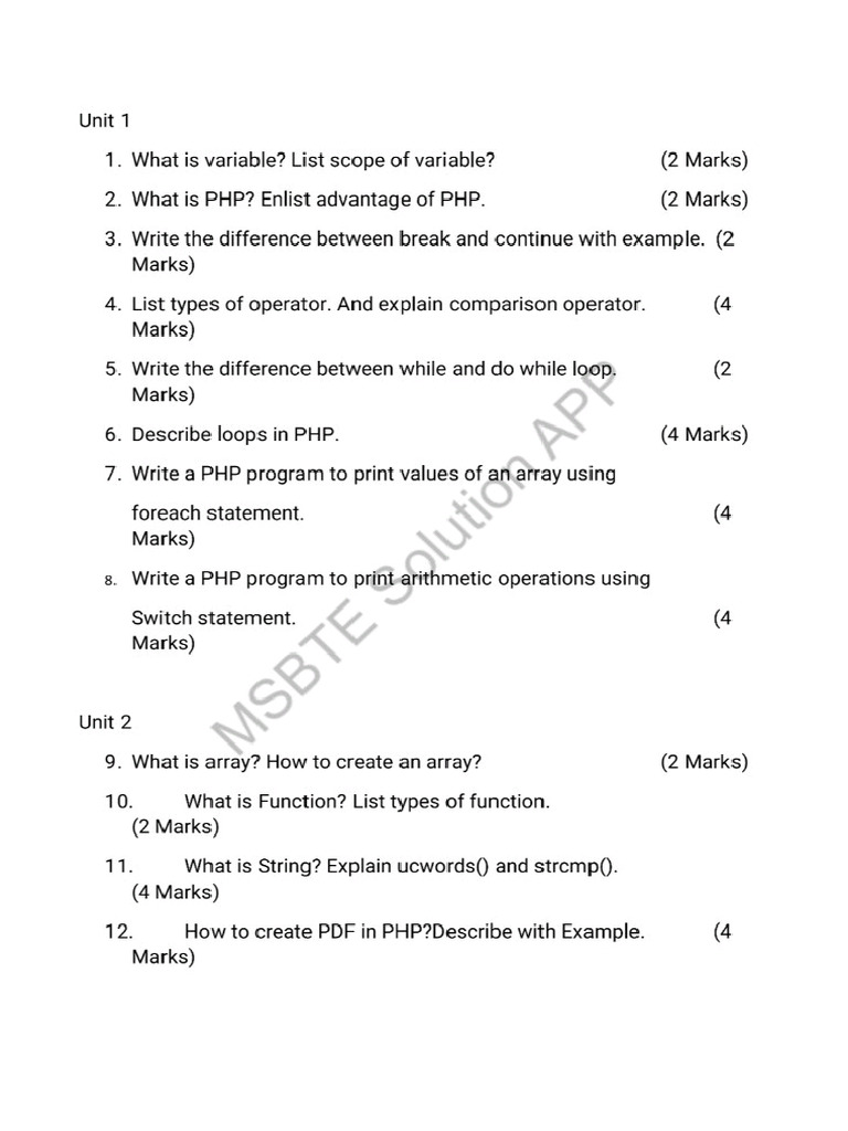 PHP Important Questions | PDF