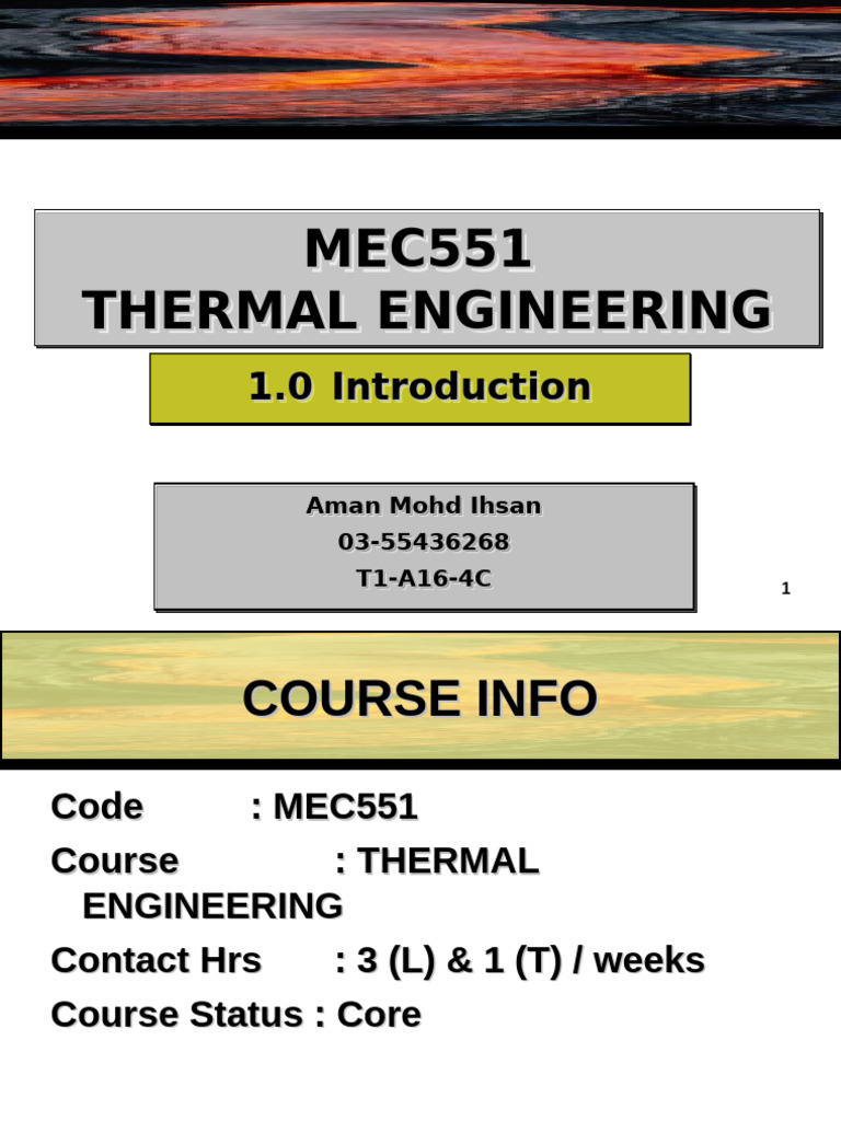 Thermal Engineering Course Overview | PDF | Greenhouse Gas | Thermal ...