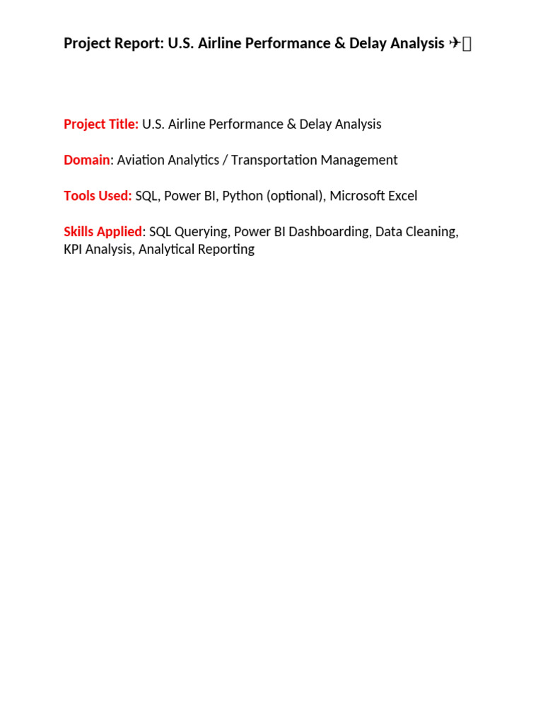 U.S. Airline Delay Performance Analysis | PDF | Data | Airlines