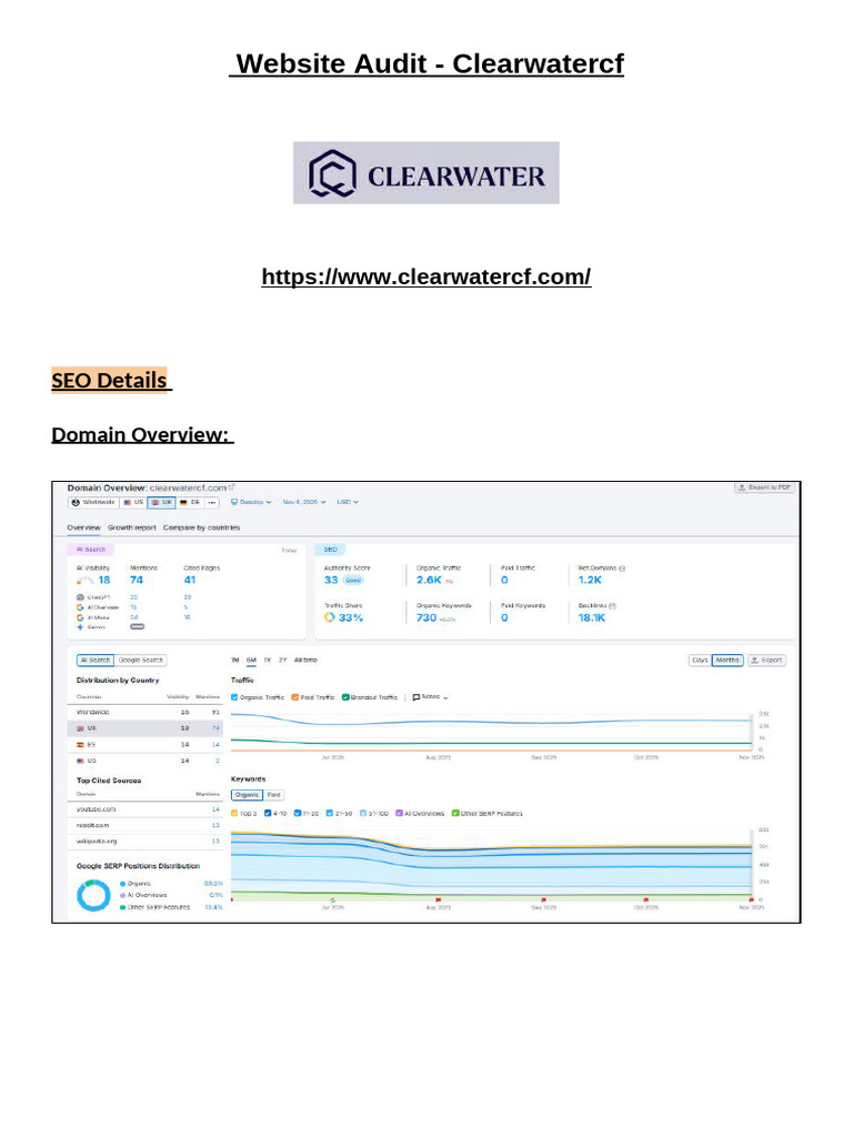 Website Audit - Clearwatercf | PDF