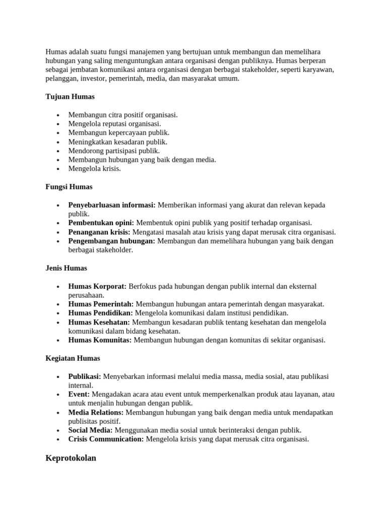 Fungsi dan Tujuan Humas serta Protokol | PDF