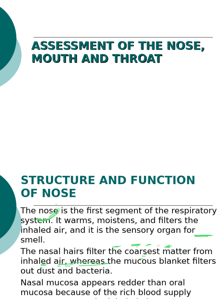 Nose, Mouth, and Throat Assessment Guide | PDF
