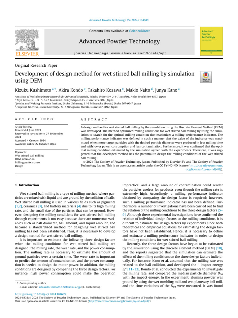 Development of Design Method For Wet Stirred Ball Milling by Simulation ...