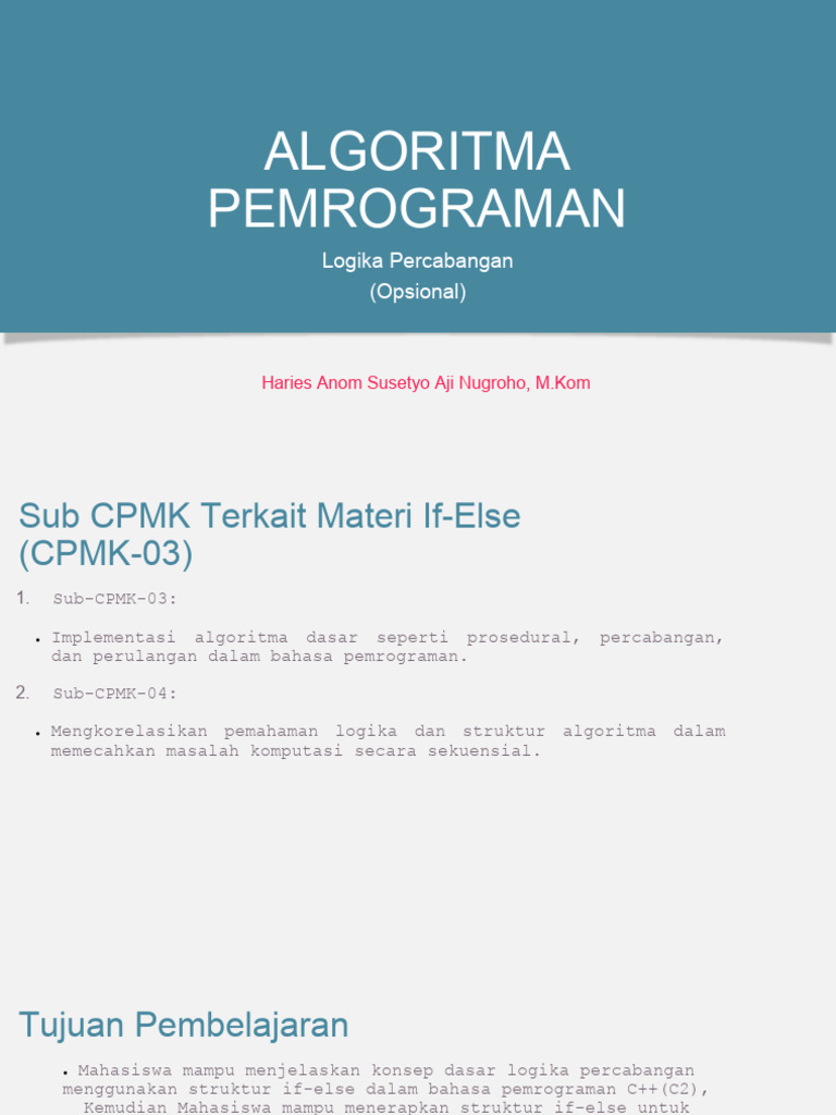 Logika Percabangan If-Else di C++ | PDF