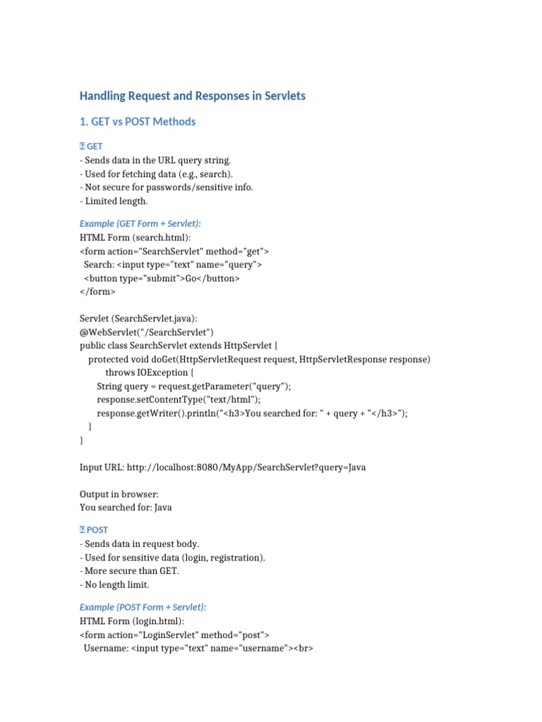 Servlet Request Handling Guide | PDF | Software Engineering | Computing