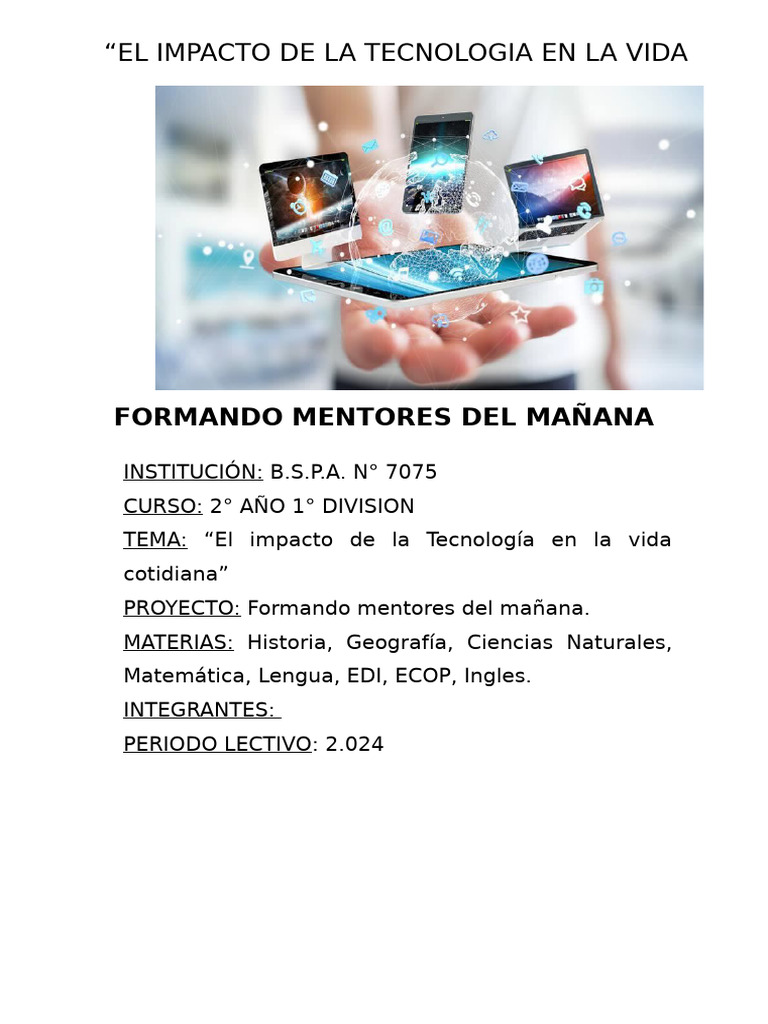 Impacto de la Tecnología en la Vida Cotidiana | PDF | Información ...