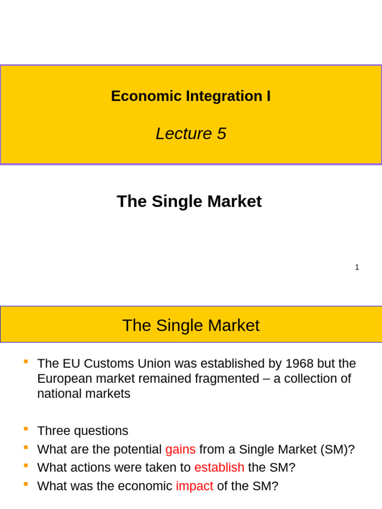 Economic Gains from the EU Single Market | PDF | Non Tariff Barriers To ...