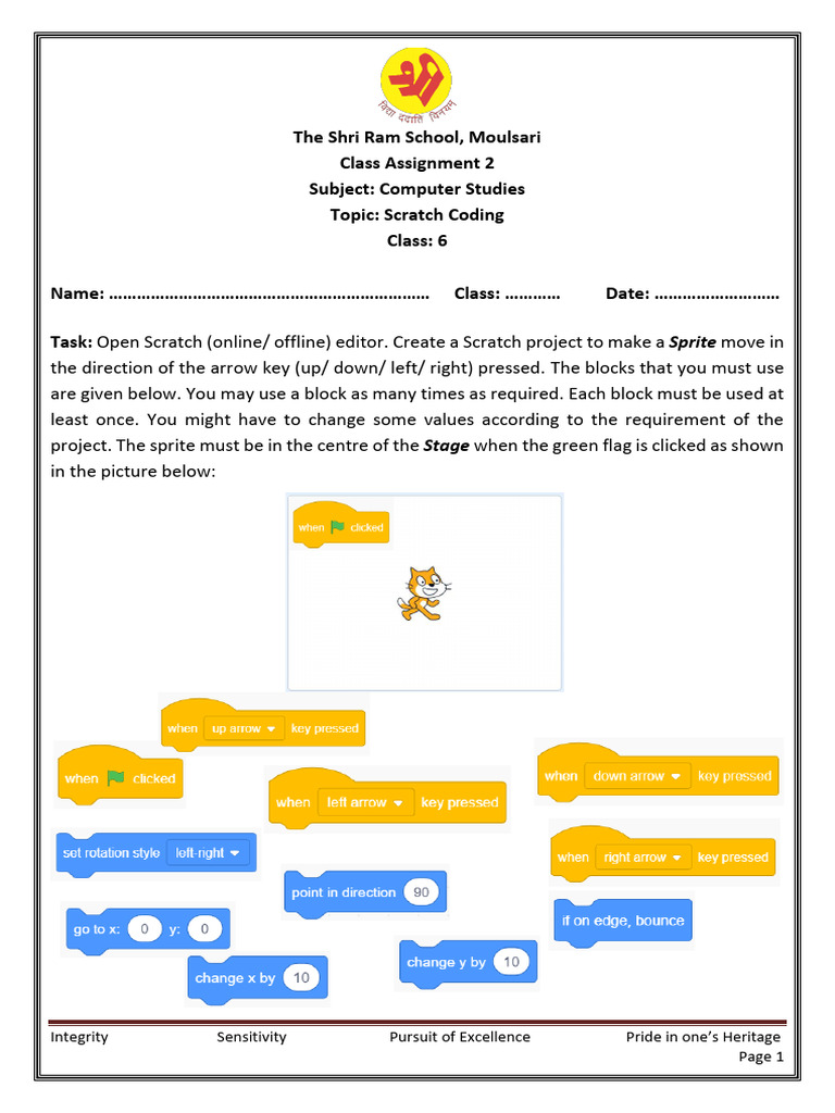 Class 6 Computer Studies Scratch Class Assignment 2 | PDF | Graphics ...