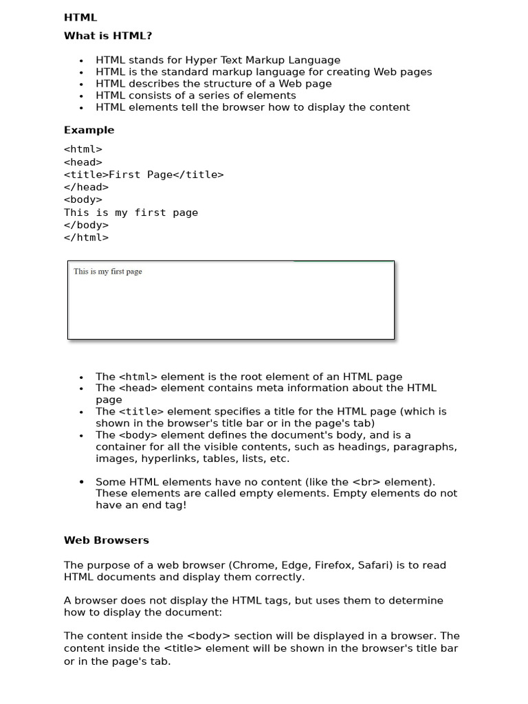 Introduction to HTML Basics and Tags | PDF | Html Element | Html