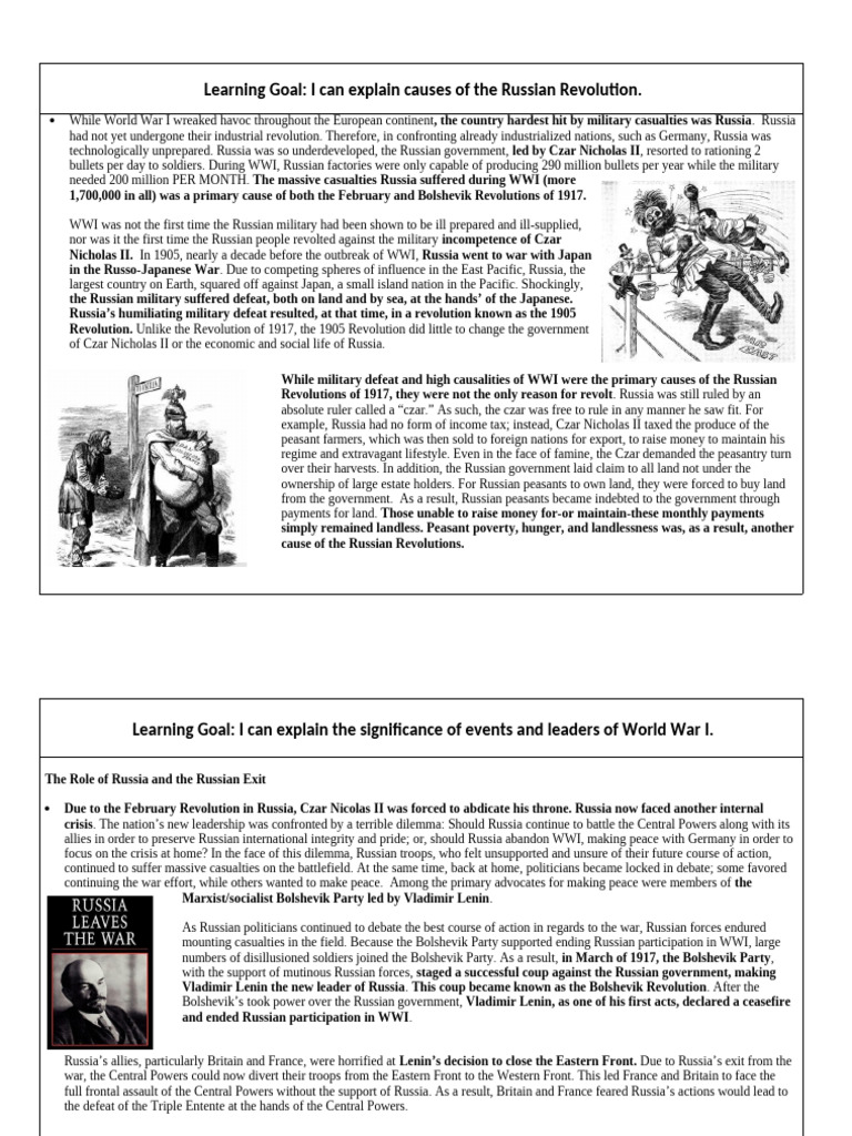 Causes of the Russian Revolution Explained | PDF | World War I ...