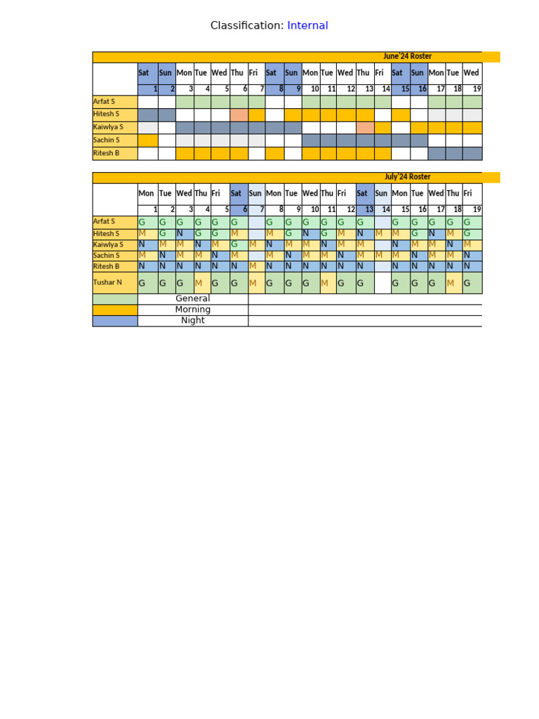 June-July 2024 Staff Roster | PDF