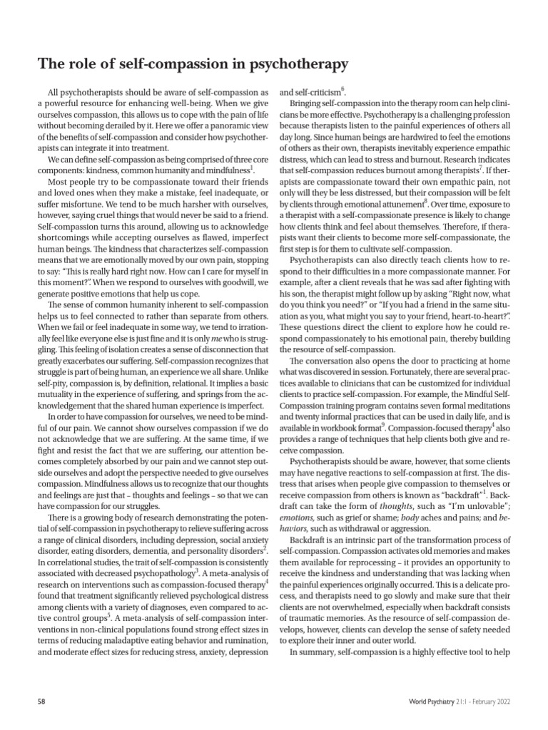 Integrating Self-Compassion in Therapy | PDF | Psychotherapy | Compassion
