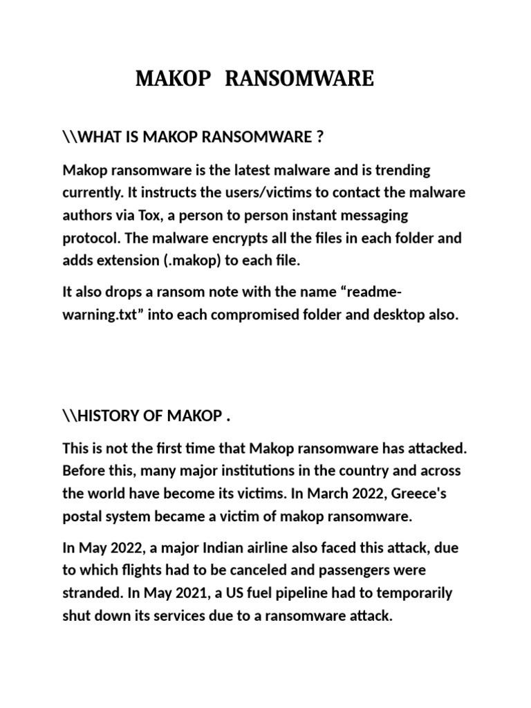 Makop Ransomware: Overview & Protection Tips | PDF