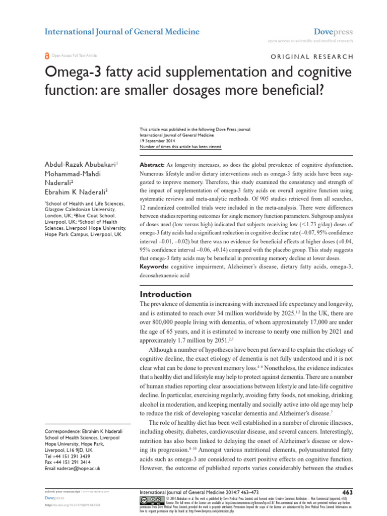 IJGM 67065 Omega 3 Fatty Acids Supplementation and Cognitive Function ...