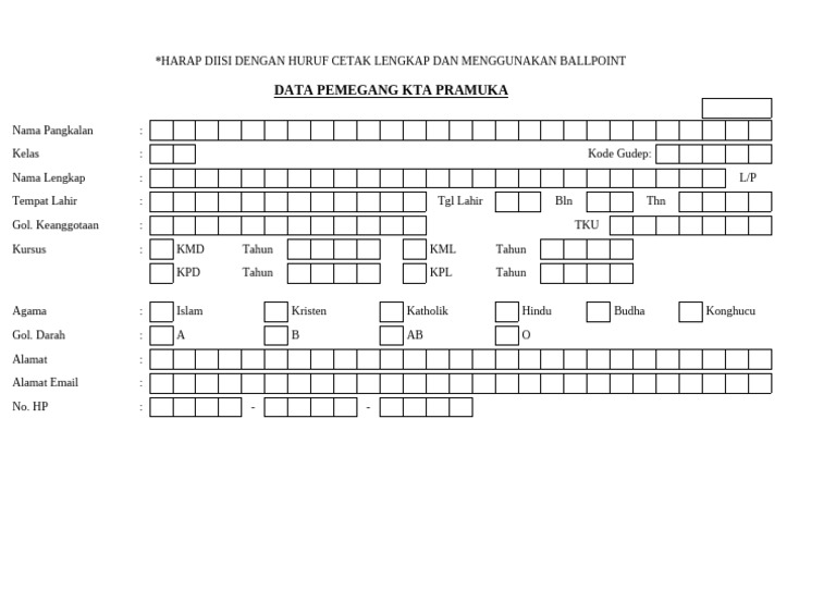 Format KTA Pramuka Nasional 2025 | PDF