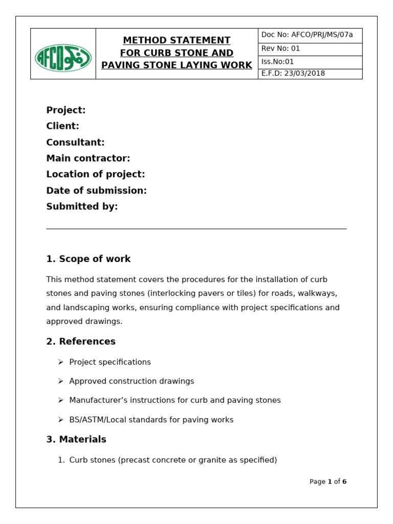 Curb and Paving Stone Laying Method | PDF | Building Materials ...