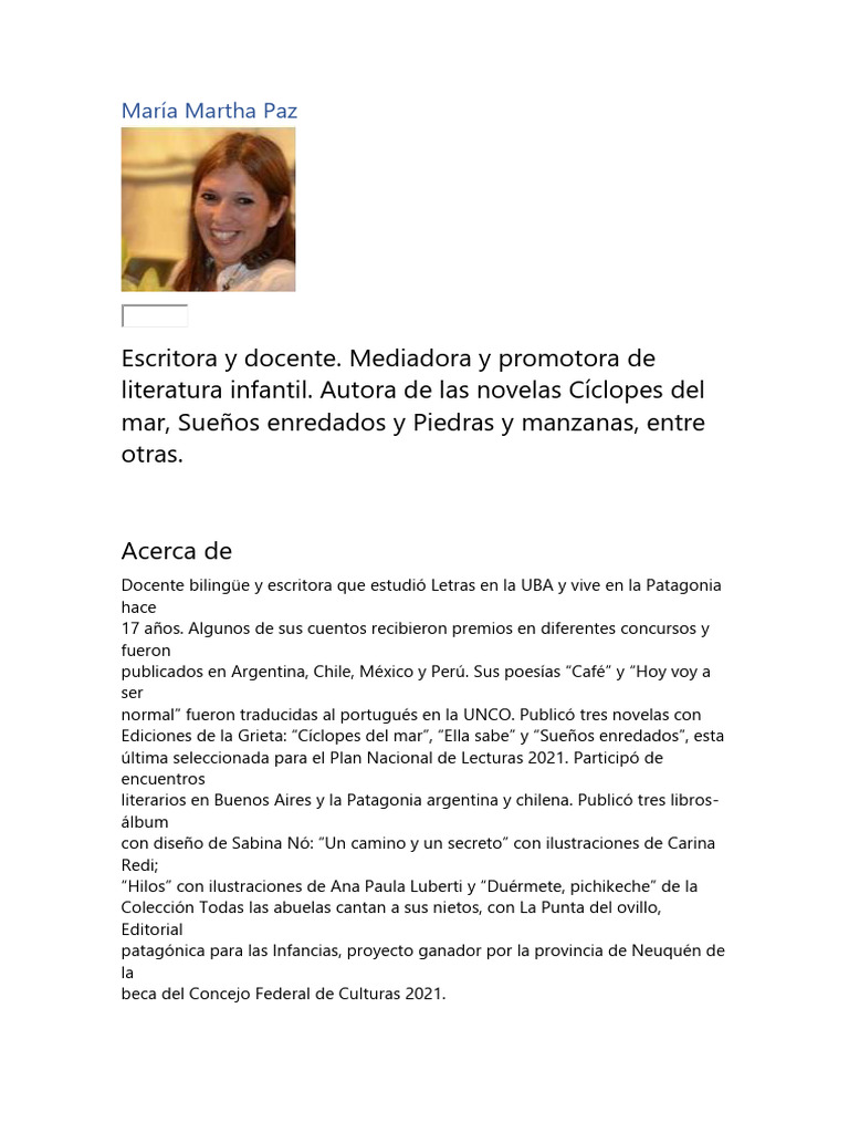 Escritora y docente de literatura infantil | PDF
