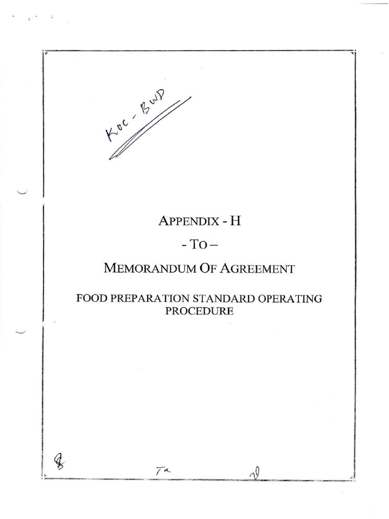 Appendix H KOC-Food Preparation SOP | PDF