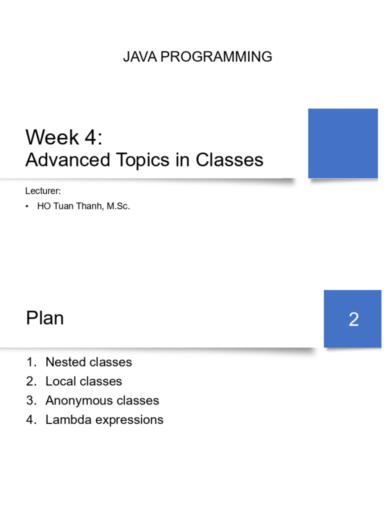 Advanced Java Classes: Nested & Local | PDF | Class (Computer ...