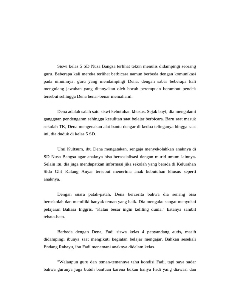 Pendidikan Inklusi di Sekolah Dasar | PDF