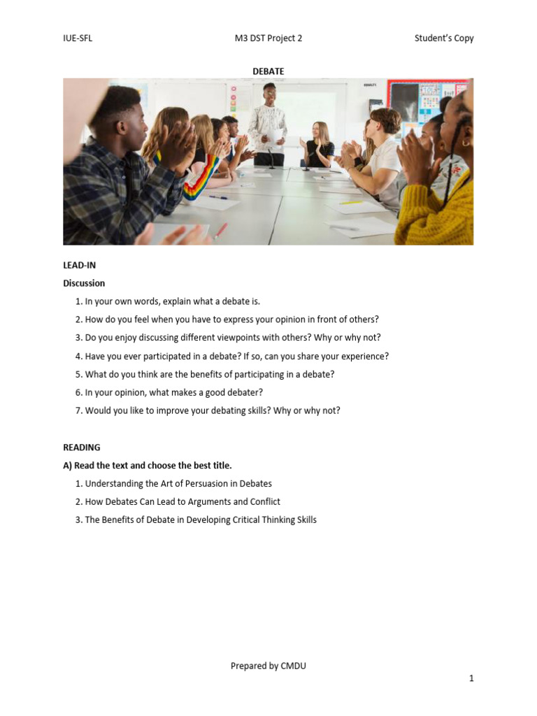 M3 DST Project 2 (SC) - Debate | PDF | Critical Thinking | Argument