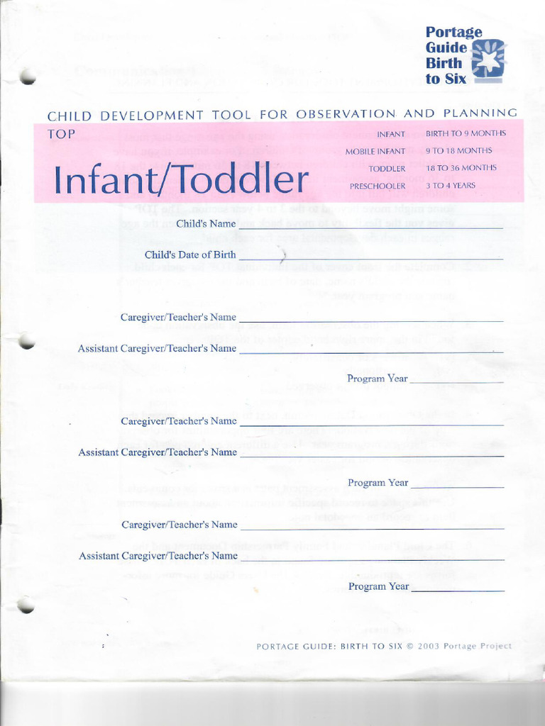 Child Development Tool For Observation and Planning - Infant-Toddler | PDF