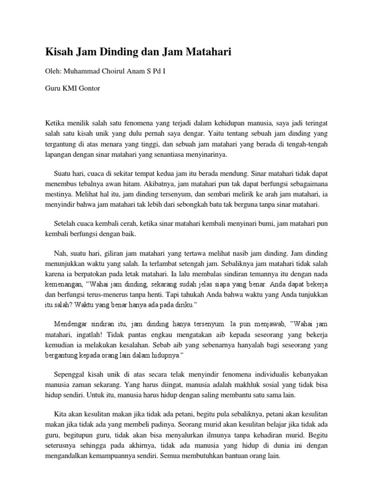 Kisah Jam Dinding Dan Jam Matahari Pdf