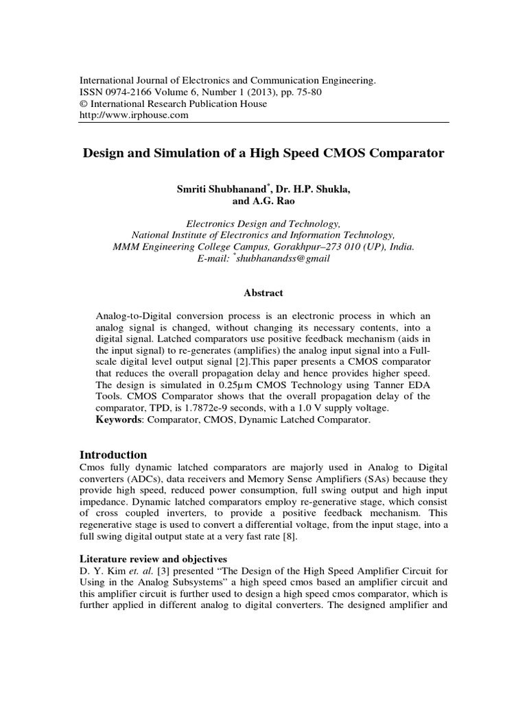 Design and Simulation of a High Speed CM | PDF | Cmos | Mosfet