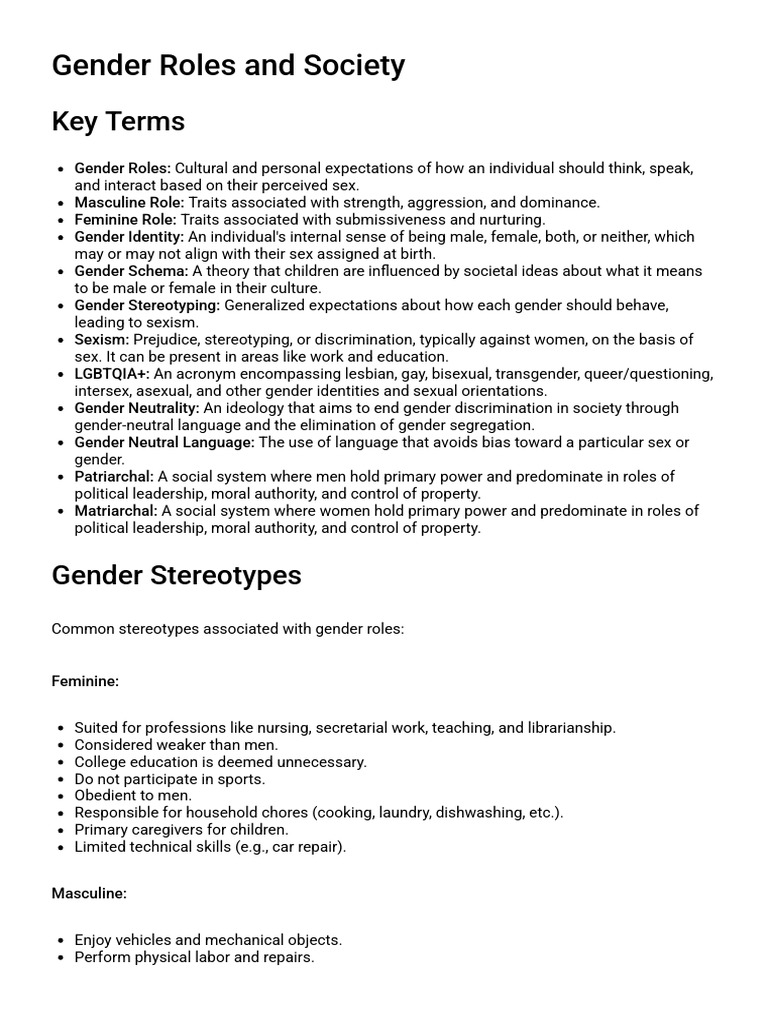 Understanding Gender Roles in Society | PDF | Gender | Gender Studies