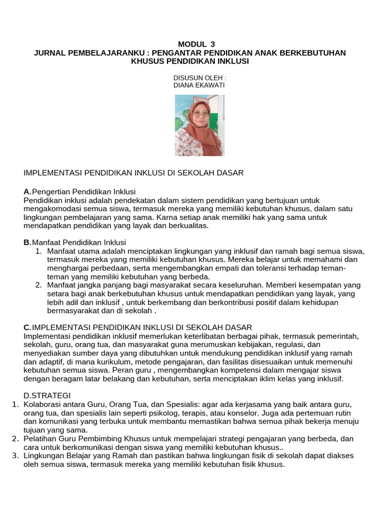 Pendidikan Inklusi di Sekolah Dasar | PDF