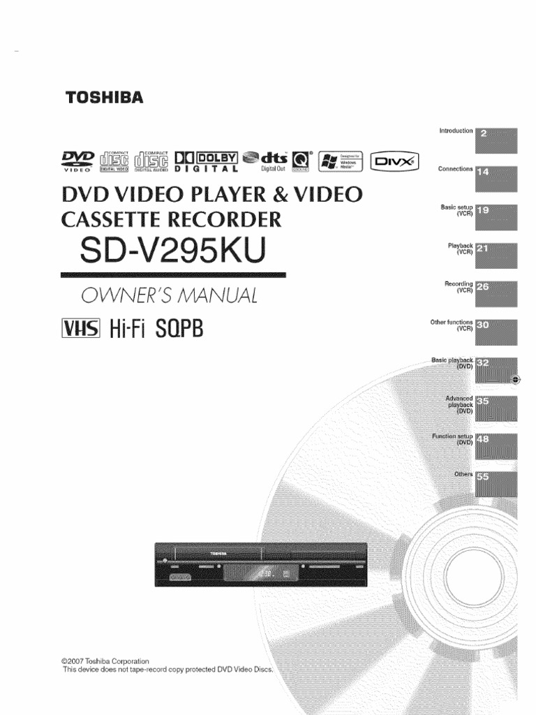 Toshiba DVD VCR Player SDV295 PDF Compact Disc Videocassette