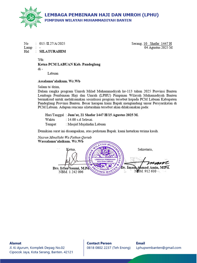Sosialisasi Umroh Milad Muhammadiyah 2025 | PDF