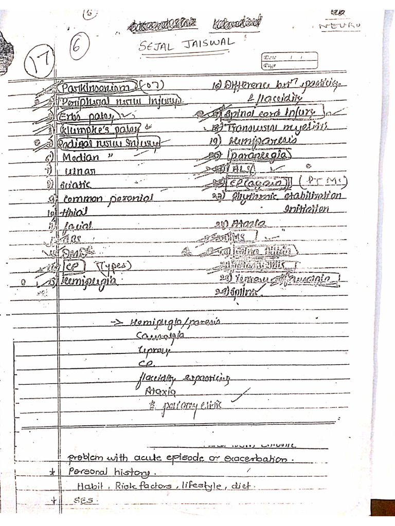 Neuro Sejal Mam Notes | PDF