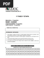 VESTIBULAR UDESC 2011.2 (INVERNO 2011)